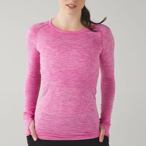 Lululemon Swiftly Tech Long Sleeve Crew in Heathered Pink Paradise,Sz 8